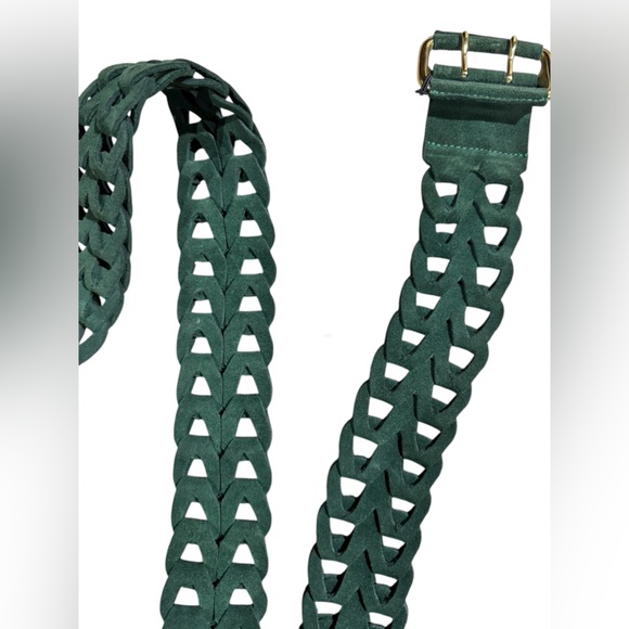 B-Low The Belt Woven Leather Belt Green Gold Designer NWT Emerald Green main image 4